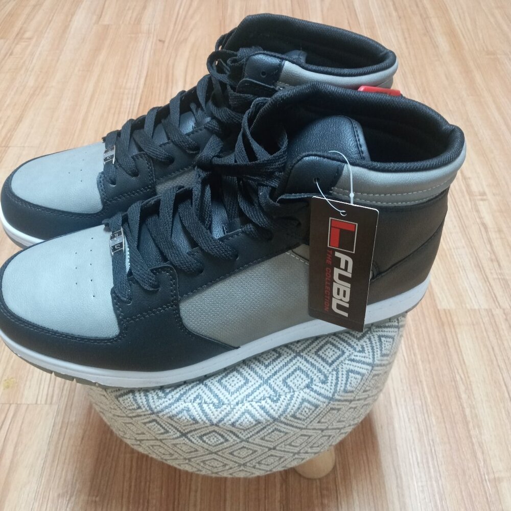 Fubu Men  Vintage Gray and Black High Top Sneakers Size 11.5